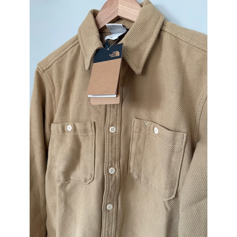 NWT The North Face Mens Twill Flannel Shirt Button Front Tan Stone Small‎ $100